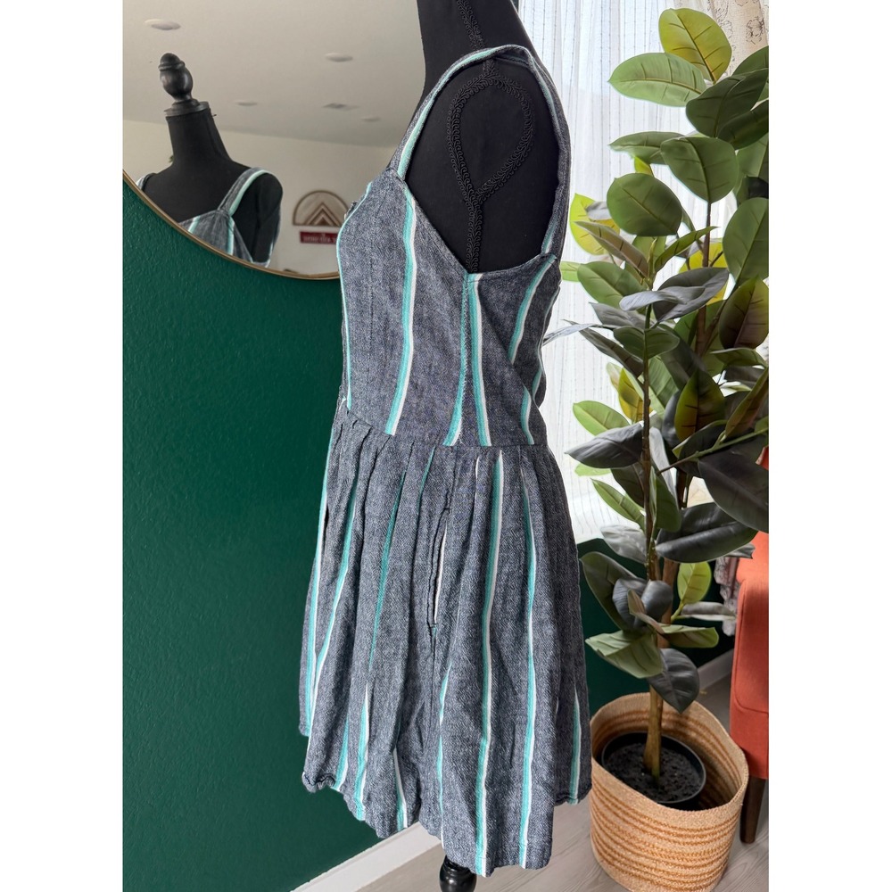 Roxy Linen Blend Striped Button Front Mini Dress … - image 2